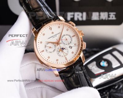 New Arrival Swiss Replica Vacheron Constantin Moonphase Watches - Rose Gold Case With Diamond Dial